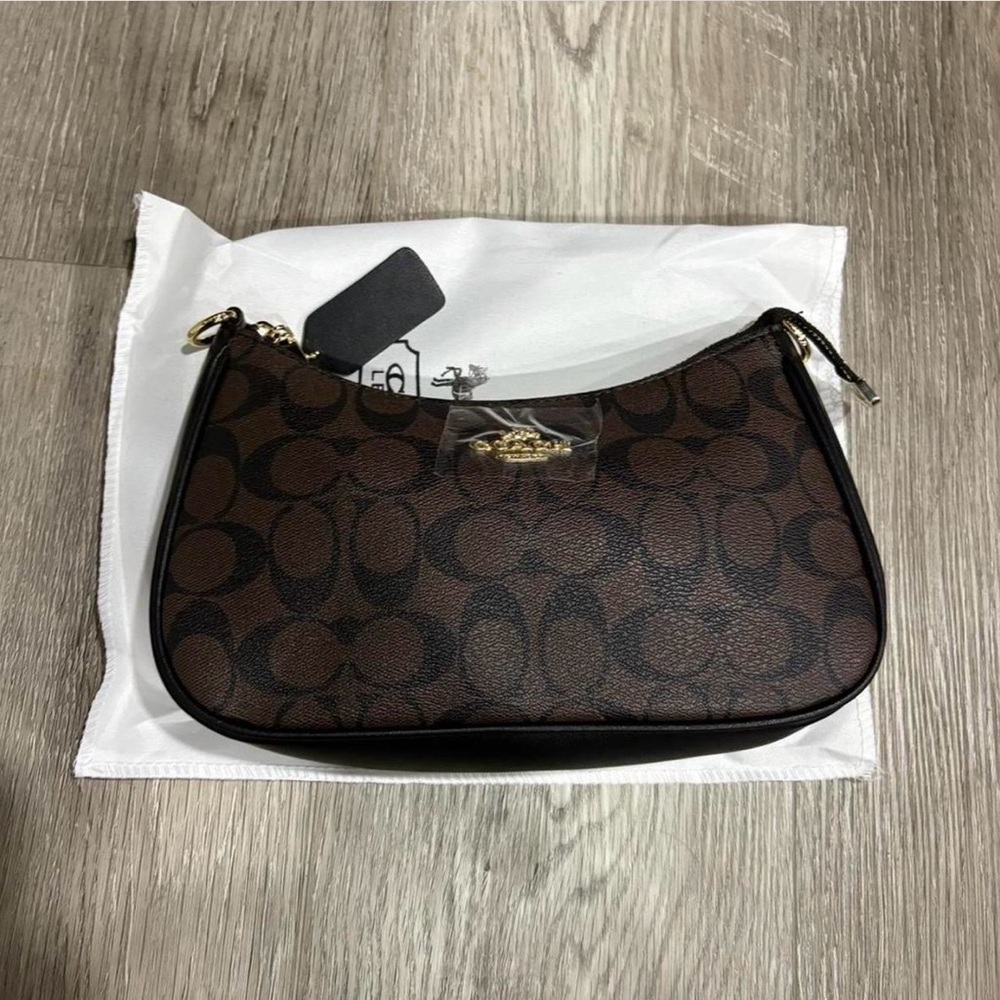 Coach Dark Brown Signature Shoulder Bag